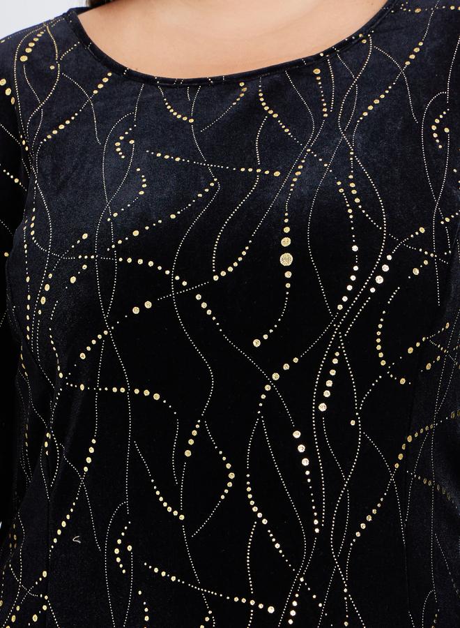 Styli Plus Size Velour High Low Hem Midi Dress - Image 3